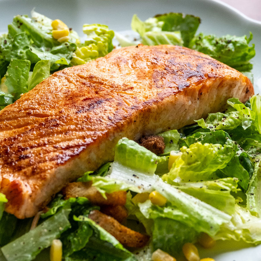 Caesar Salad with Grilled Salmon